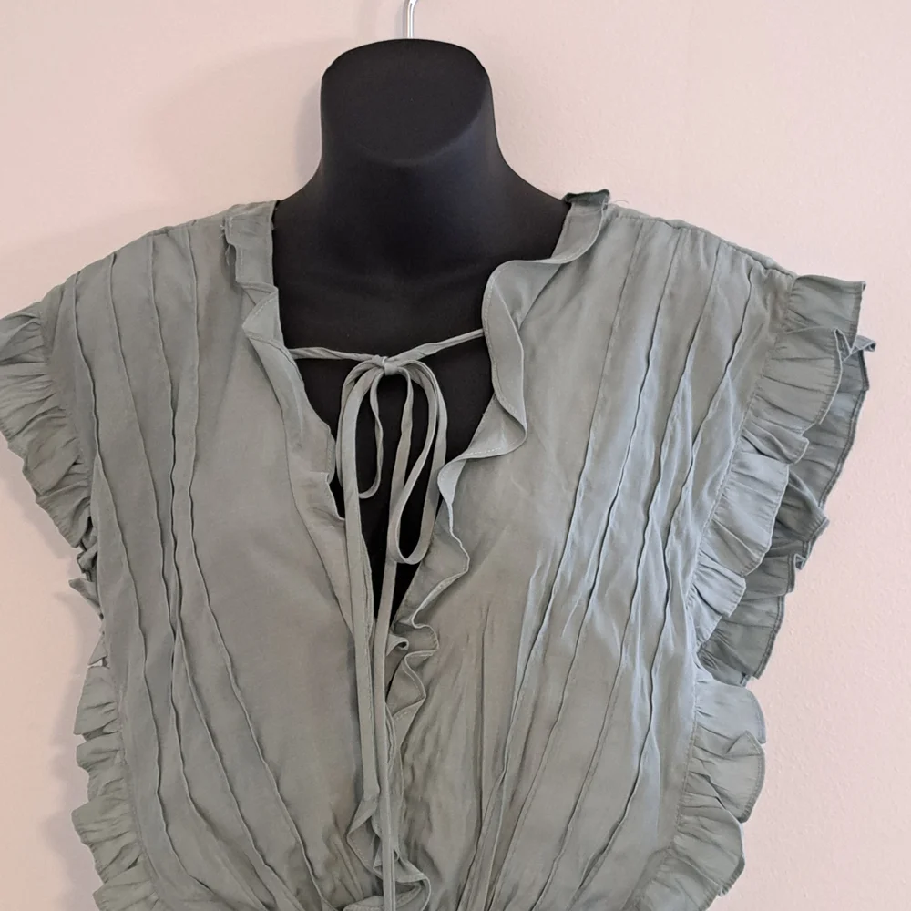 Mustard Seed Sage Lined Ruffle Mini Dress Misses Size Medium(8 - 10) - Picture 4 of 9